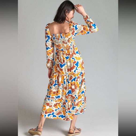 Anthropologie Dolan Left Coast Smocked Floral Midi Dress - Picture 2 of 3